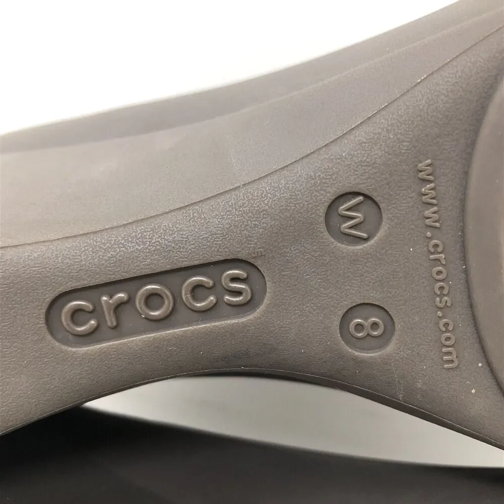 Crocs Lina Wedge Pumps Womens 8 Taupe Slip On Heels Comfort Career Shoes NWOT